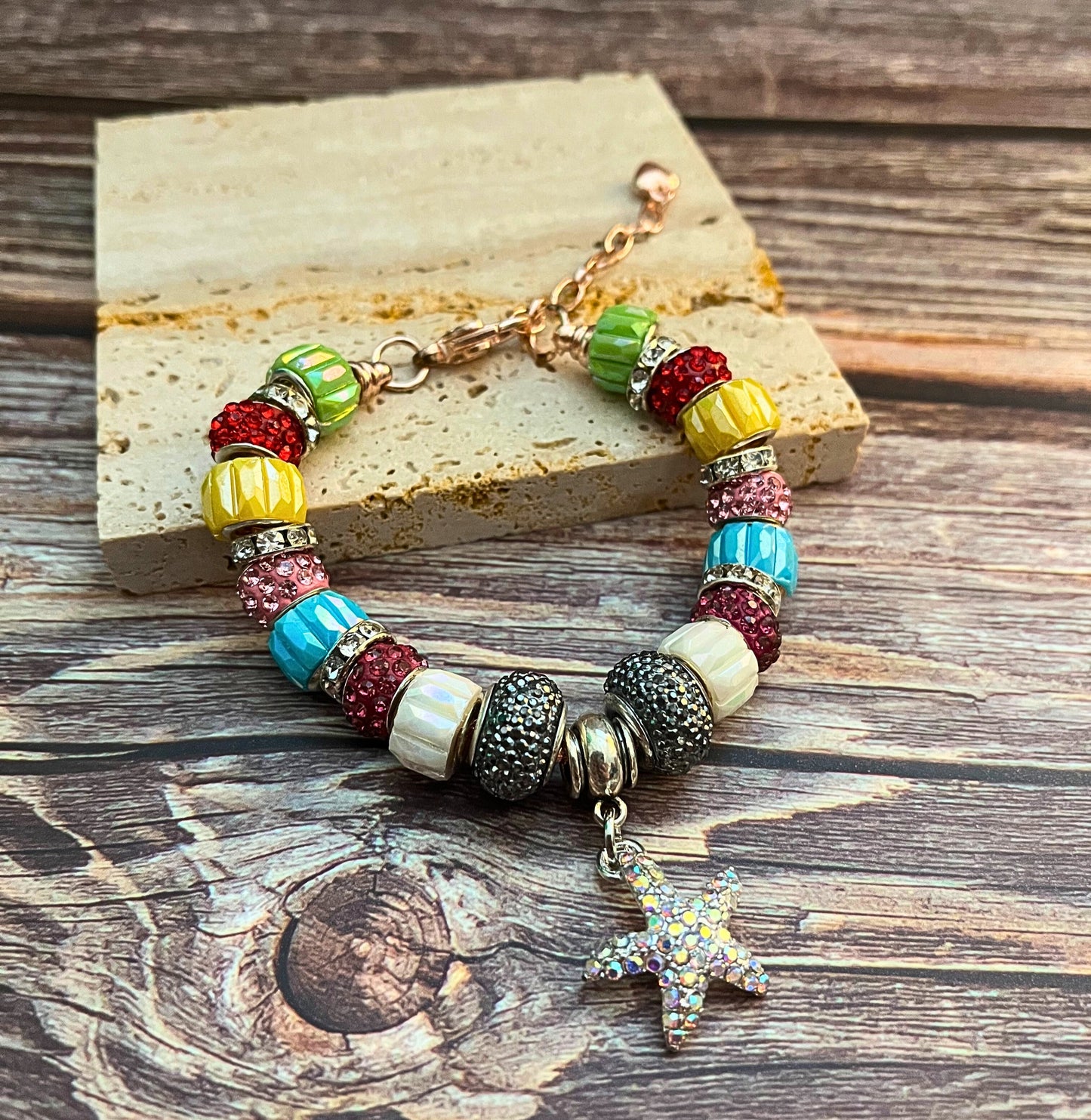 Rhinestone Starfish Charm Bracelet