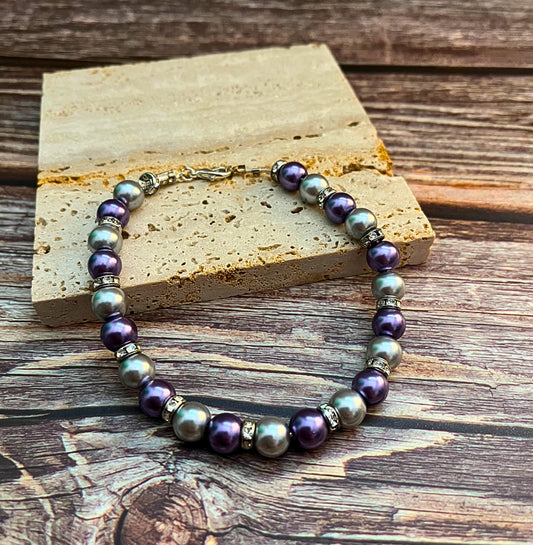 Purple & Silver Rhinestone Bracelet