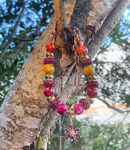 Pink Flower Charm Bracelet