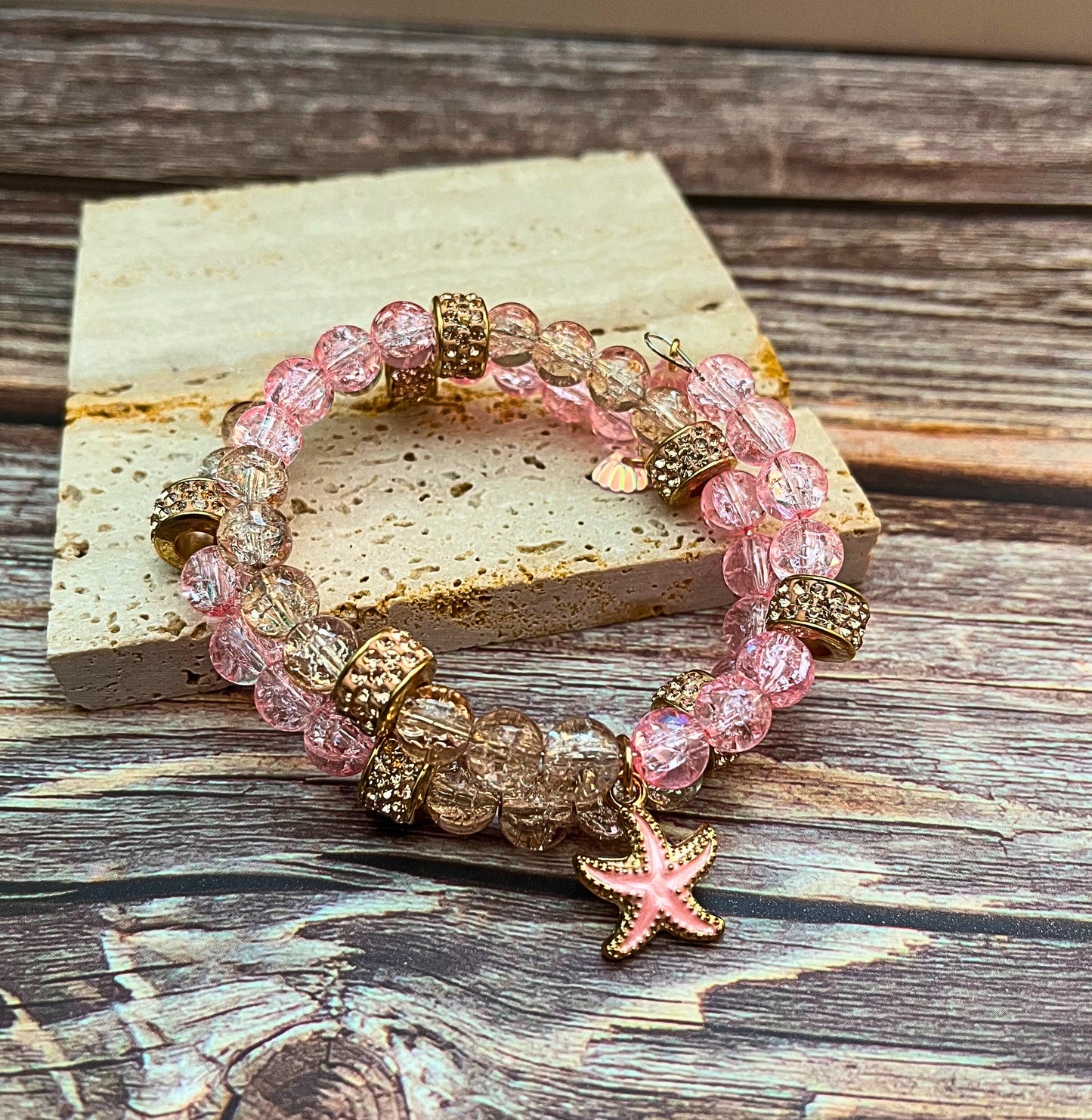 Seaside Blush Memory Wire Cuff Bracelet
