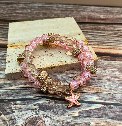 Seaside Blush Memory Wire Cuff Bracelet