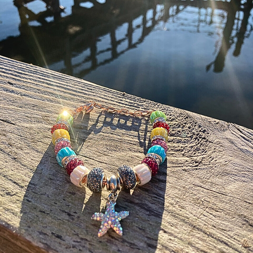 Rhinestone Starfish Charm Bracelet