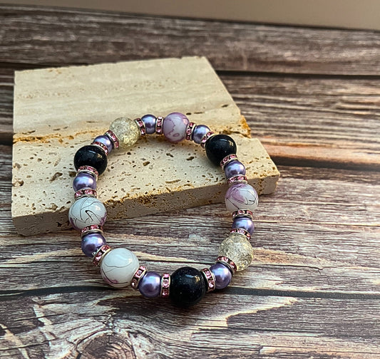 Purple Ice Beaded Bracelet
